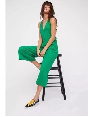 Free People On The Run Jumpsuit- Kelly Green- Size XS
